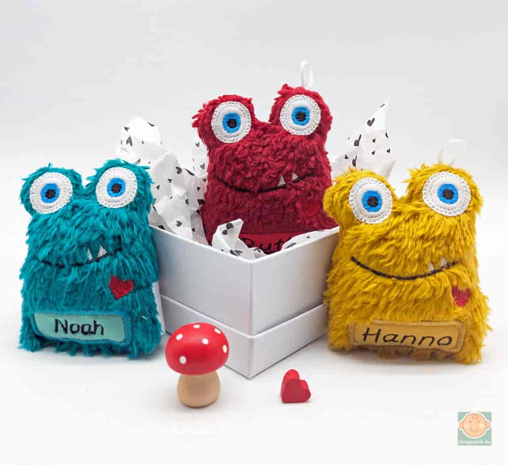 Drei bunte MutmachMonster als Geschenkidee für Kinder und Erwachsene